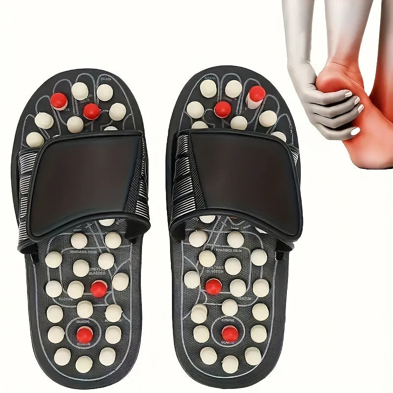 A Pair Of Acupoint Massage Slippers For Both Men And Women, Chinese Style Acupoint  Rotating Foot Massage Shoes, Unisex Style