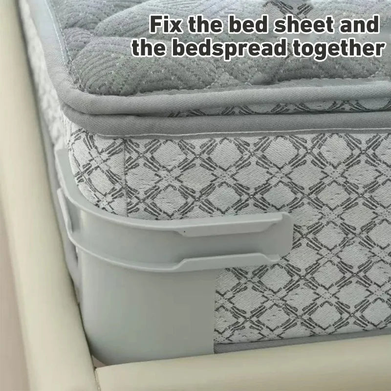 Universal Bedsheet Corner Tightener Clips Invisible Bedspread Secure Holder with Heavy-Duty Mattress Straps Sheets Slot Locks