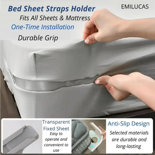 Universal Bedsheet Corner Tightener Clips Invisible Bedspread Secure Holder with Heavy-Duty Mattress Straps Sheets Slot Locks